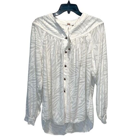 Free People Womens Can't Stop Dreaming Oversized Button Down Top White XS NWT - Picture 1 of 8
